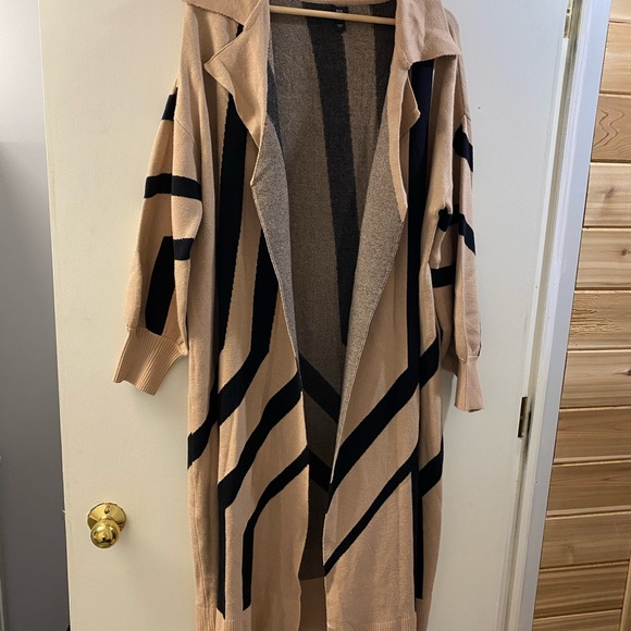 River Island Sweaters - River Island Beige and Black Striped Cardigan